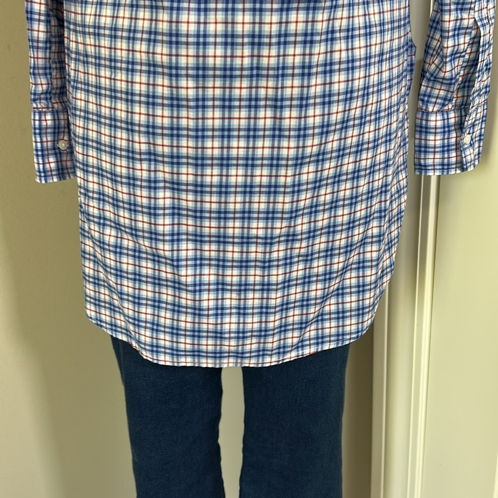 Frank and Eileen Grayson Shirt Italian Fabric Plaid Blue Red Classic Fit Sz S - Picture 8 of 15